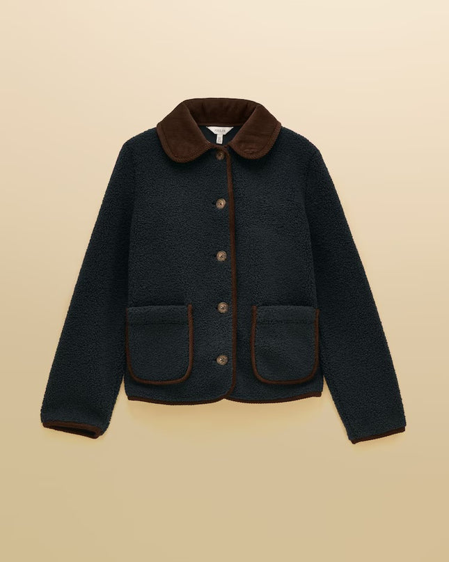Joules Sadie Button Through Fleece Jacket - Navy
