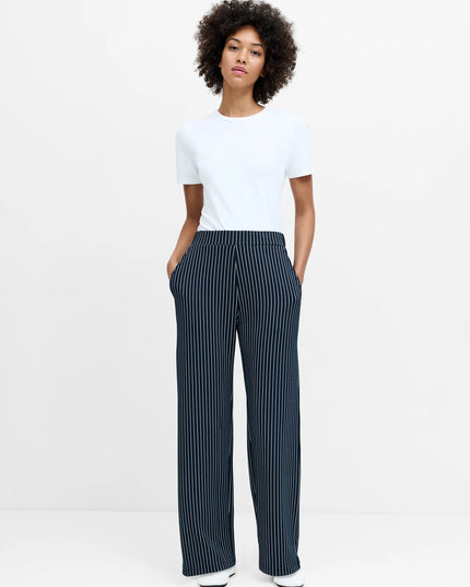 French Connection Wren Pinstripe Pull-On Trousers - Navy