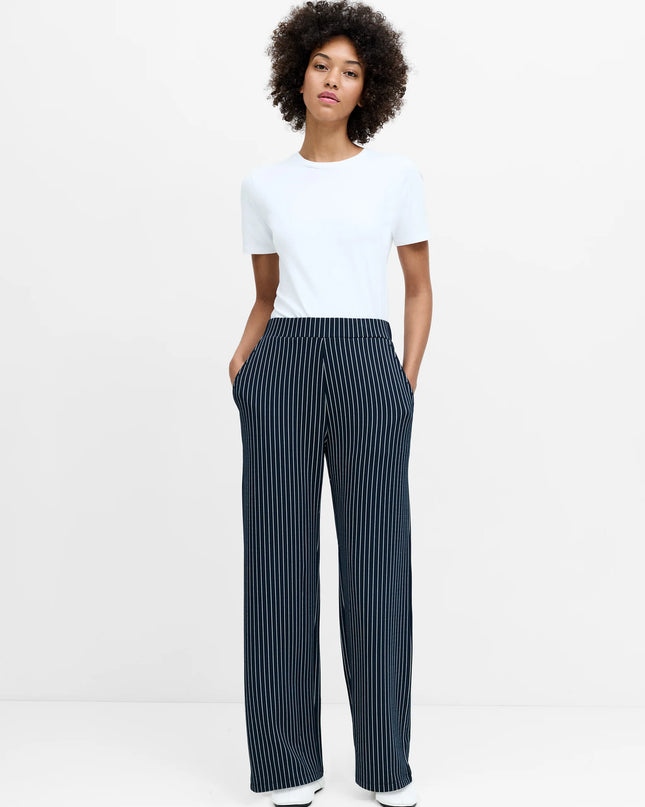 French Connection Wren Pinstripe Pull-On Trousers - Navy