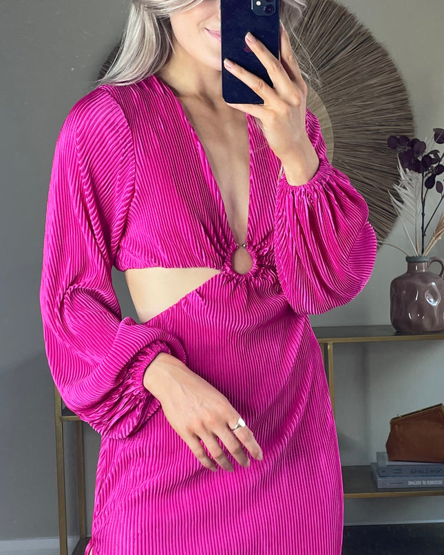 Sara Plisse Dress - Pink