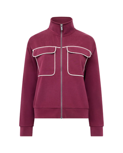 French Connection Wren Jersey Zip Up Sweatshirt - Berry Red