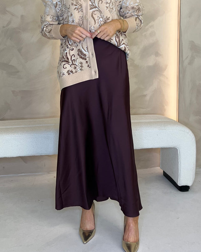 Guess Sibilla Long Satin Skirt - Plum