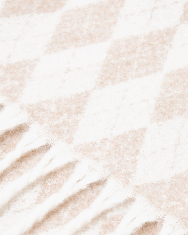 Supersoft Diamond Check Scarf - Cream Multi