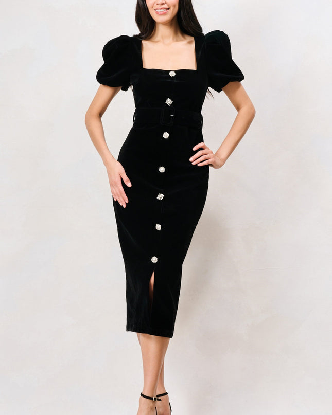 Dorinda Dress - Black Velvet