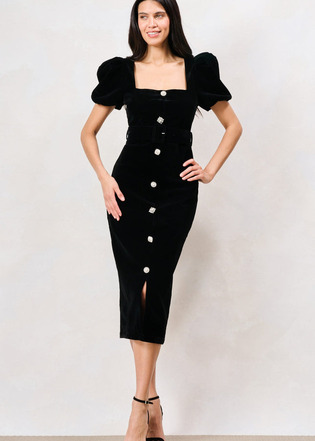 Dorinda Dress - Black Velvet
