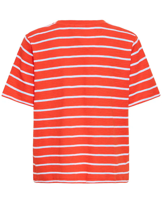 Nova Striped T-Shirt - Fiery Red/Powder Blue