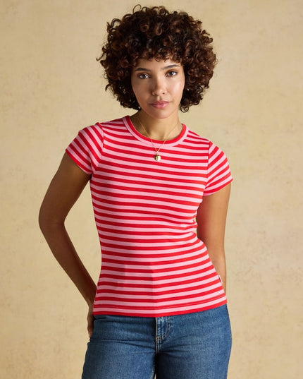 Sophie Striped Fitted Top - Red & Pink