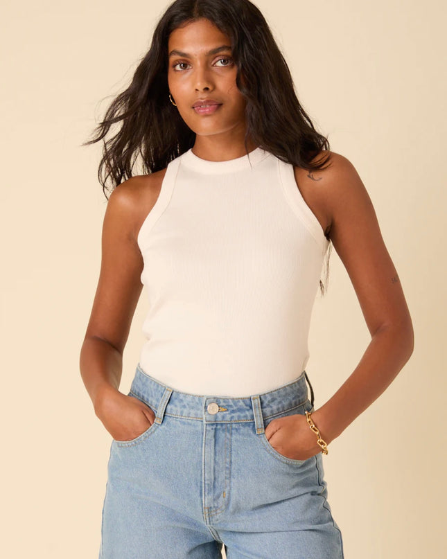 Ribbed Racer Vest - White