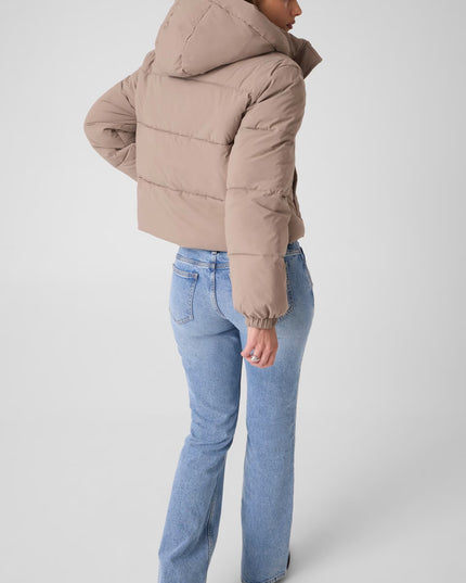 Guess Jeans Cropped Puffer Coat - Beige