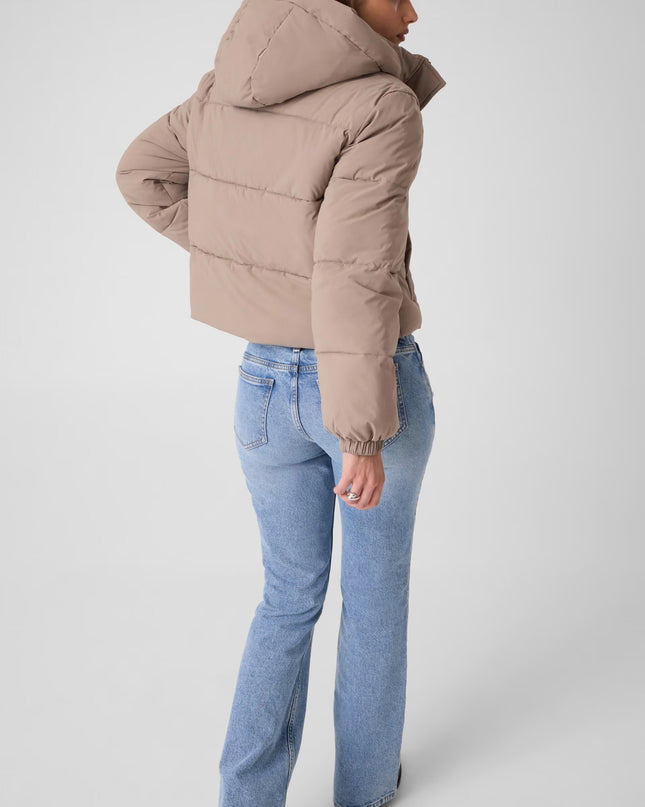 Guess Jeans Cropped Puffer Coat - Beige