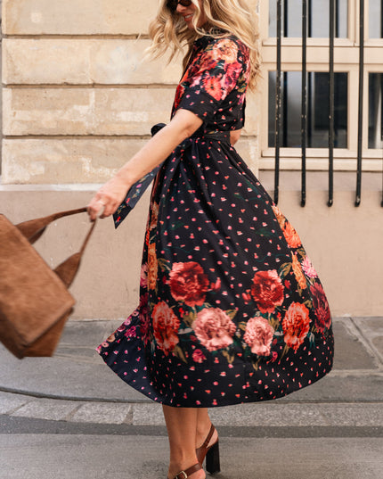 Merrielle Shirt Dress -  Black Orange Multi