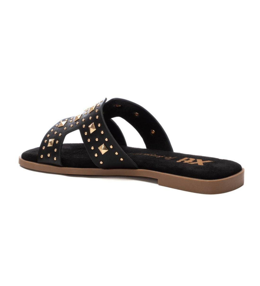Stud Flat Comfort Sandal - Black