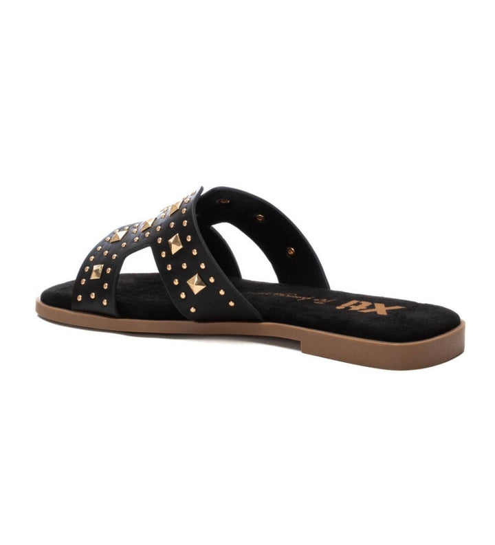 Stud Flat Comfort Sandal - Black