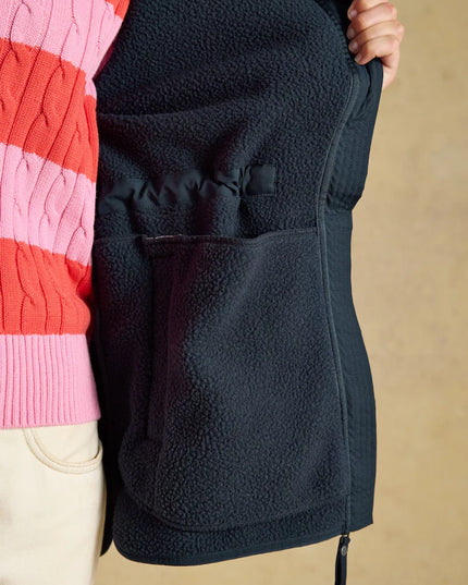 Longline Fleece Funnel Neck Full Zip Fleece Jacket - Navy