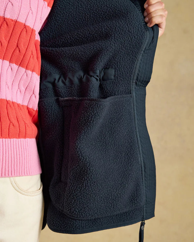 Longline Fleece Funnel Neck Full Zip Fleece Jacket - Navy