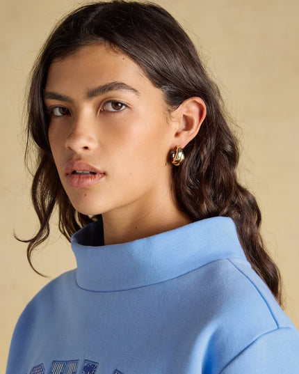 Joules Patchwork Wide Neck Sweatshirt - Blue
