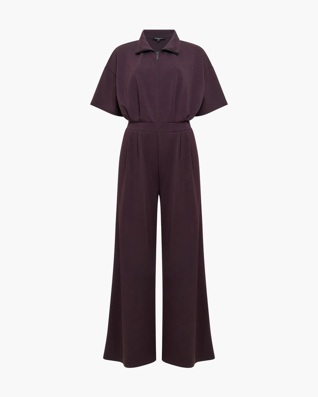 French Connection Wren Half Zip Jumpsuit - Mocha Brown