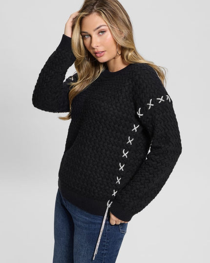 Guess Elliss Rhinestone Wool-Blend Chain Sweater