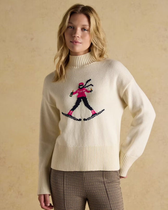 Abigail Intarsia High Neck Jumper - Cream