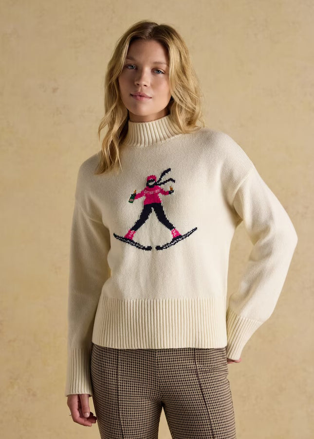 Abigail Intarsia High Neck Jumper - Cream