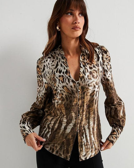 Guess Rita Buttons Shirt - Animal Print