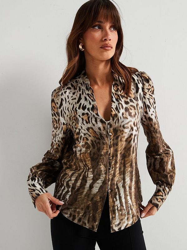 Guess Rita Buttons Shirt - Animal Print