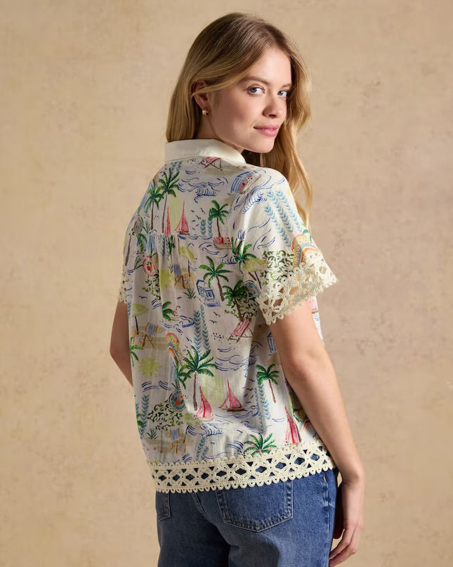 Isobel Crochet Shirt - Coastal Print