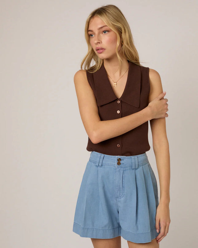 Albie Pleated High Waist Short - Light Blue