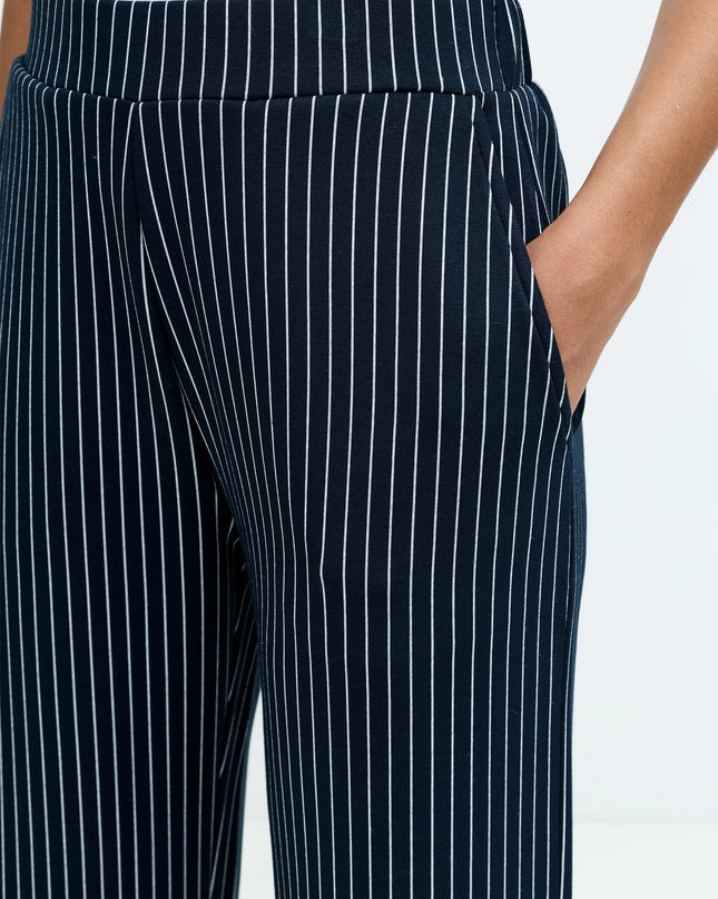 French Connection Wren Pinstripe Pull-On Trousers - Navy