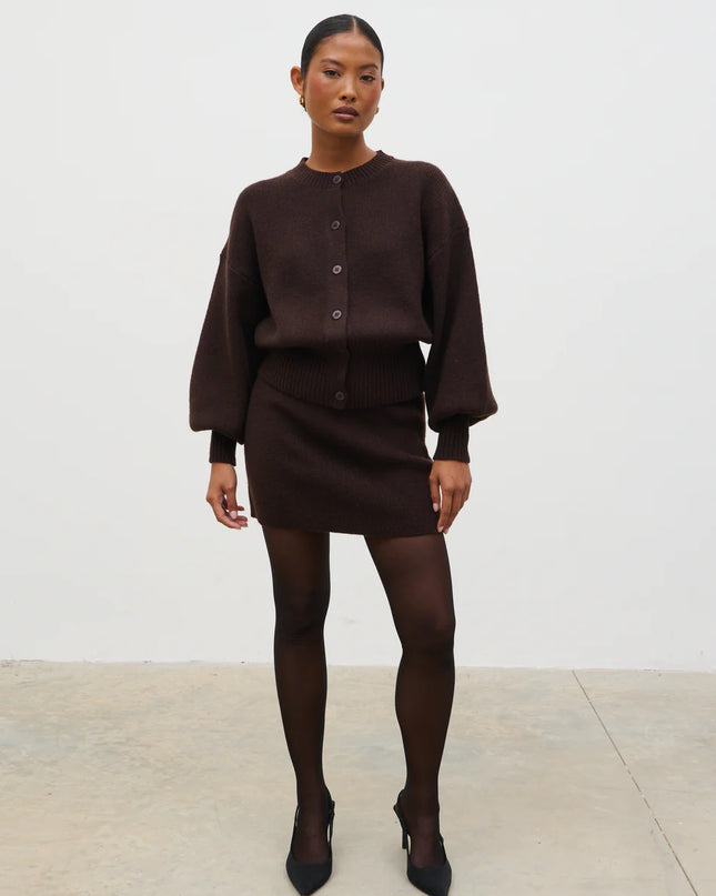 Etta Knit Mini Skirt - Chocolate