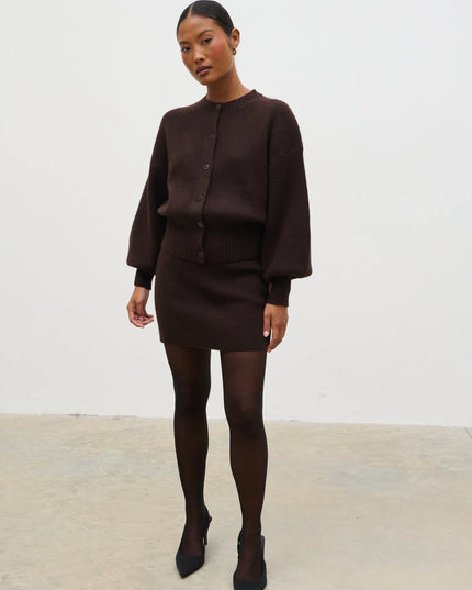 Etta Knit Mini Skirt - Chocolate