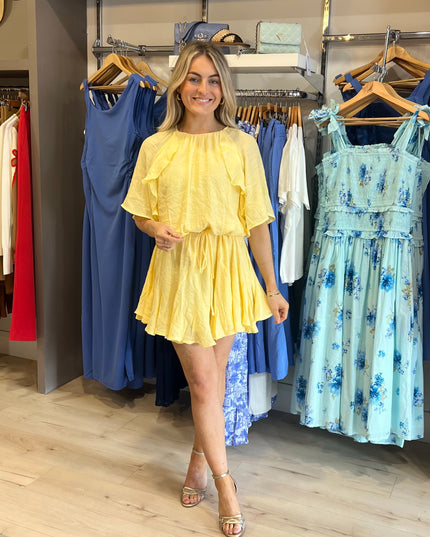 Mini Flounce Dress - Yellow