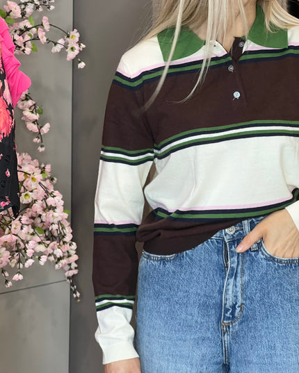 Striped Rugby Knit - Brown/Cream