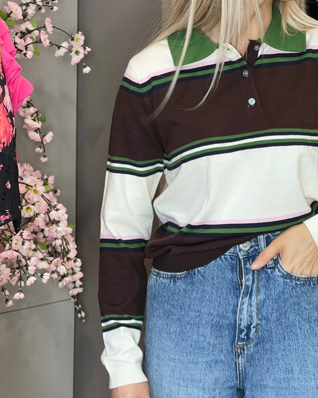 Striped Rugby Knit - Brown/Cream