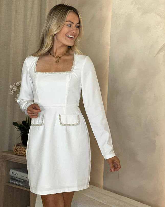 Amaranta Square Neck Mini Dress - Ivory
