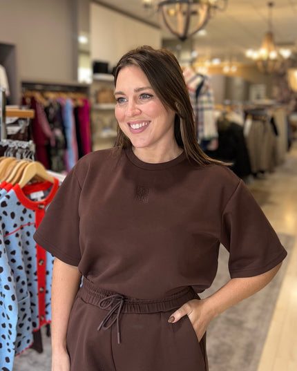 Cozy Short Sleeve Top - Coffee Bean