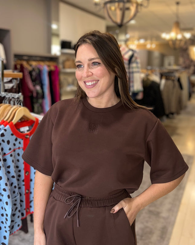 Cozy Short Sleeve Top - Coffee Bean