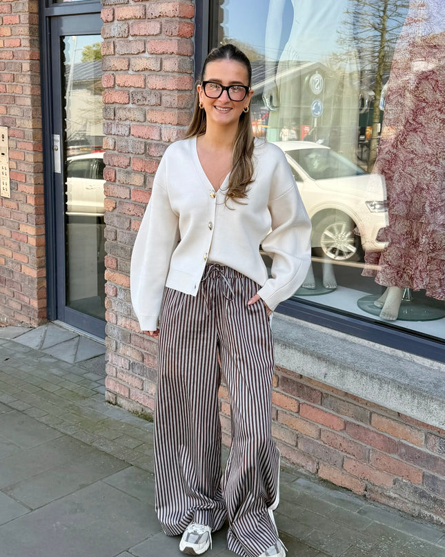 French Connection Alexis Trouser - Brown Stripe