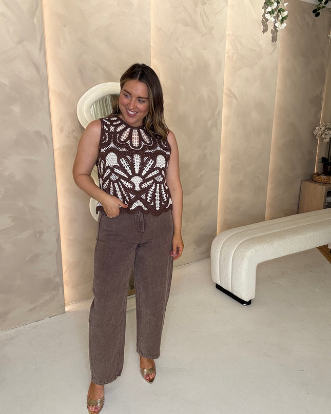 Crochet Vest - Brown