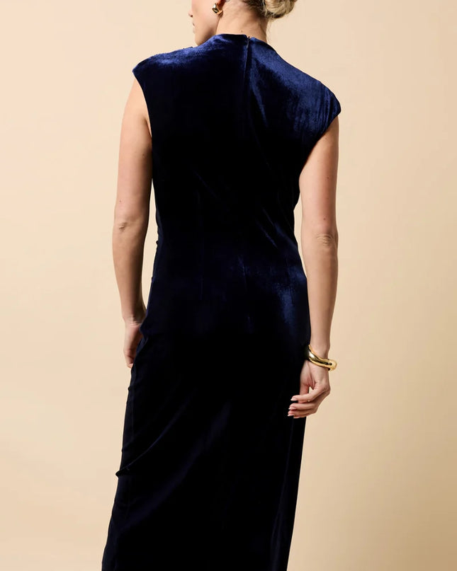 Freesia Velvet Midaxi Dress - Navy