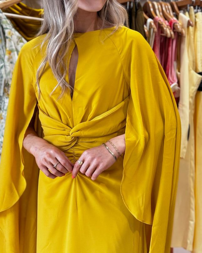 Ellison Cape Knot Maxi Dress - Yellow Ochre