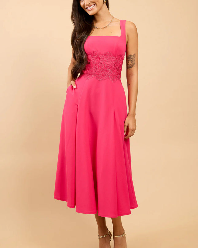 Orelia Pink Lace Detail Midaxi Dress