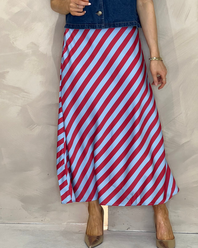 Striped Slip Skirt - Red/Blue