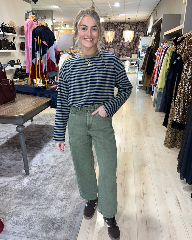 Soft Denim Barrel Jeans - Khaki
