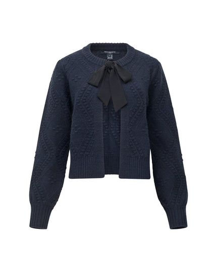 French Connection Kitty Bobble Bow Cardigan - Navy/Black