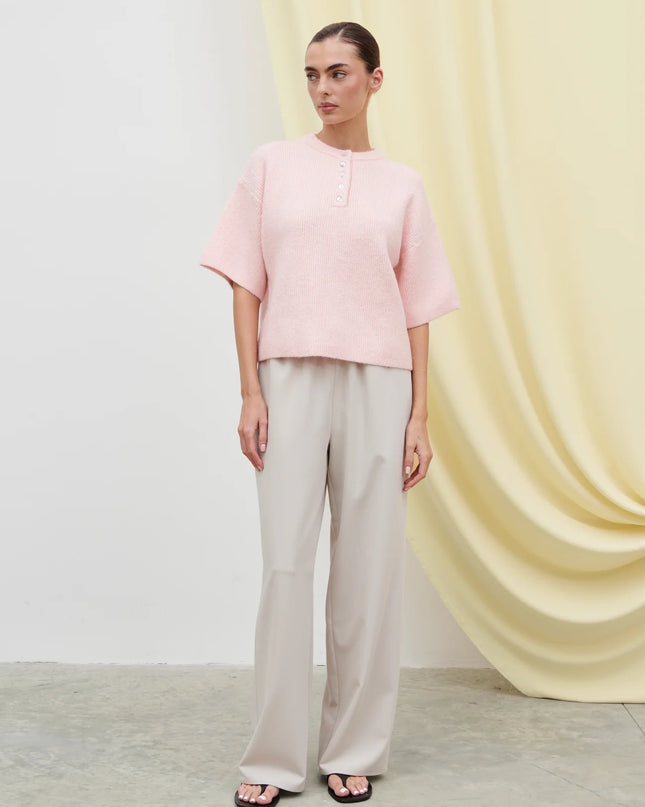 Amari Fluffy Knit Top - Pink