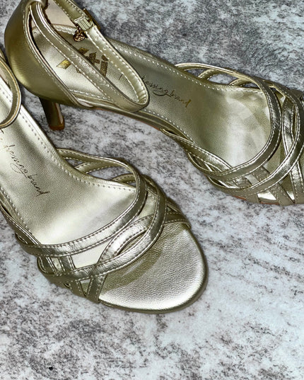 Gold Peep Toe Heeled Sandals