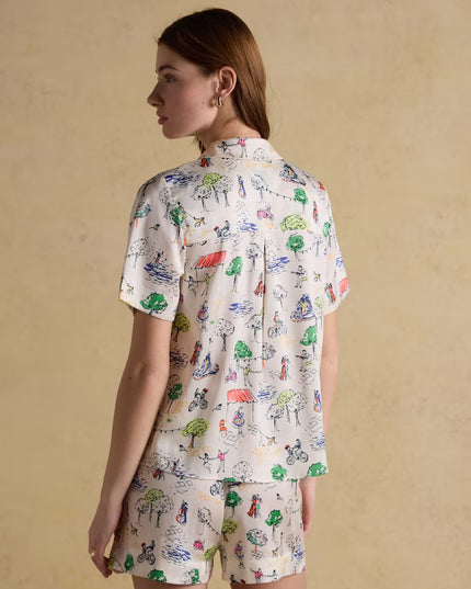 Natalia Scene Short Satin Pyjama Set - Cream