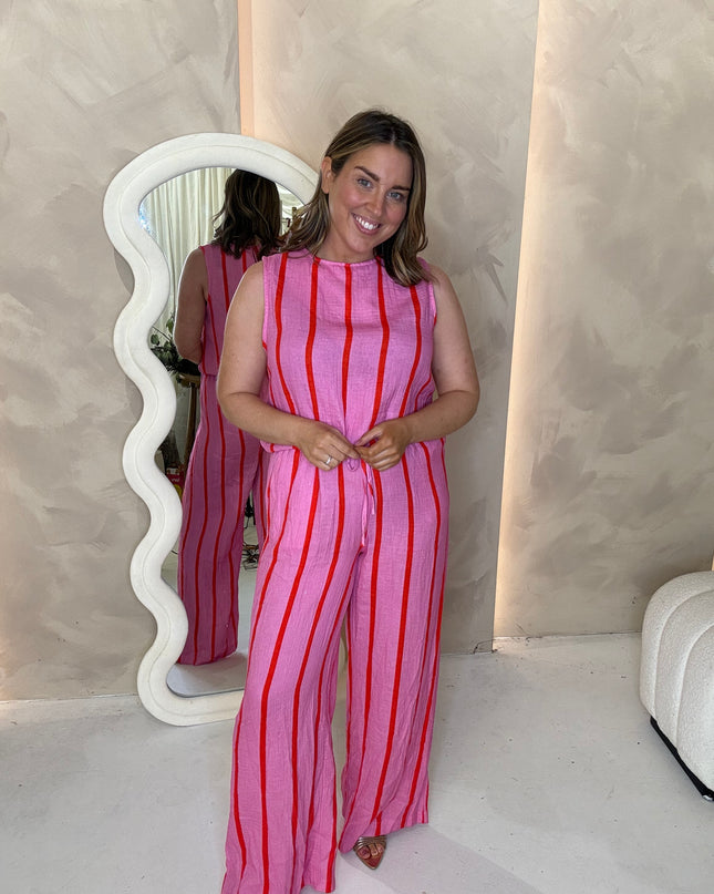 Stripe Co-Ord - Pink/Red