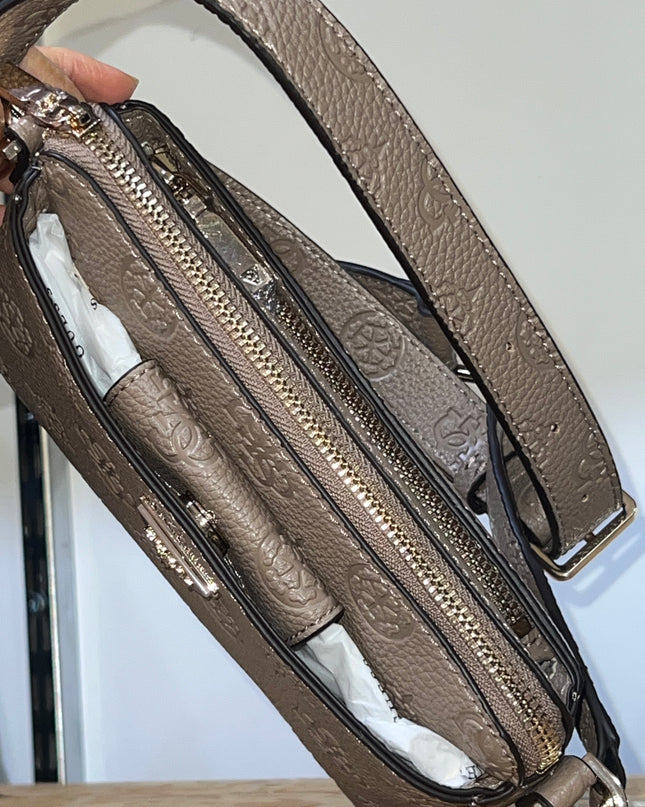 Guess Cresidia Mini Crossbody Top Zip - Dark Taupe Logo